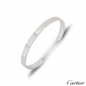 Cartier White Gold Diamond Cuff Love Bracelet Size 17 B6029917